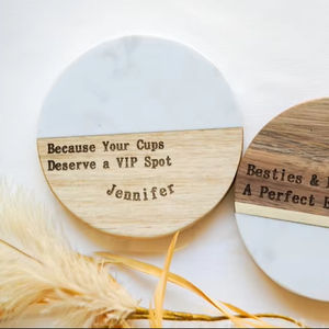 Ensemble de sous-verres en bois poli et résine fusion, sous-verres en pierre durables, durables et réutilisables - Product Image 1