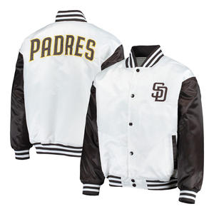 Blouson Bomber Unisexe en Satin Bleu Marine Style Universitaire Entièrement Boutonné Personnalisé Baseball Hiver Chaud Coupe-Vent Respirant Épais Brodé - Product Image 4