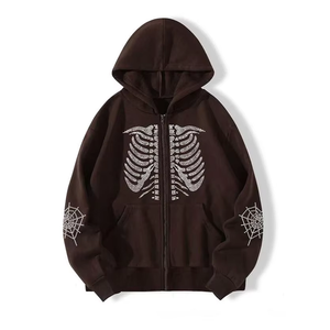 Sweat à capuche en coton 100% de haute qualité, coupe classique, durable, avec strass, pour un usage décontracté - Product Image 3