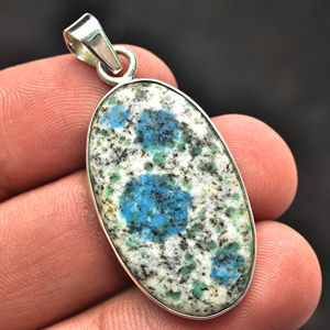 Colgante de jaspe K2 de plata auténtica, colgante de Plata de Ley 925 K2, collar de joyería de plata K2 - Product Image 1