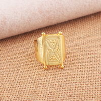 Anillo de fundición liso para caballeros de diseño pesado, joyería de tendencia chapada en oro de latón sólido, anillo ajustable hecho a mano, regalo para él