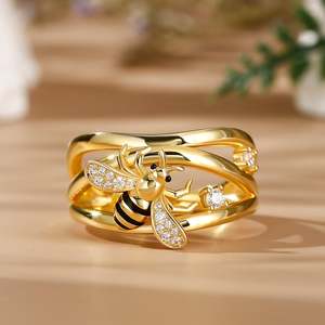Jeulia Honey Bee Crossover <b>Adjustable</b> Sterling <b>Silver</b> <b>Ring</b> - Product Image 4
