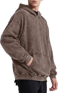 Sweat à capuche délavé à l'acide de haute qualité hommes Vintage Look délavé Streetwear à la mode parfait pour une ambiance quotidienne décontractée et froide - Product Image 2