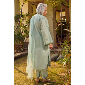 Conjunto de Traje de 3 Piezas para Mujer, Bordado, 100% Algodón, Estampado Floral, con Dupatta de Chifón Bordado, Corte Holgado PM-62048 - Product Image 4