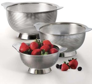 Égouttoir compact en aluminium peu encombrant avec poignée en acier inoxydable pour petites cuisines, écologique, pour laver les fruits, les légumes et les pâtes - Product Image 2