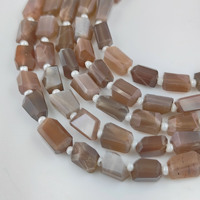 Perles de pierre de lune chocolat 10-12 mm, perles en forme de pépites facettées, brin de perles fait à la main, fabrication de bijoux en vrac, 18-20 perles sur un brin de 8 pouces