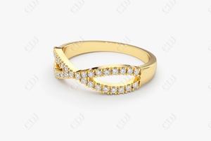 Pour le diamant naturel certifié GIA 14K or jaune Infinity empilable torsadé alliance Design Unique bijoux tendance de mariée - Product Image 4