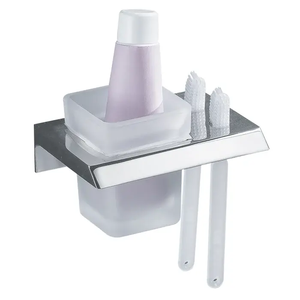 Dernier design moderne Porte-brosse à dents décoratif pour salle de bain Support mural exclusif Porte-dentifrice en métal couleur argent de qualité - Product Image 1