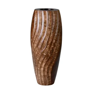 Florero de mesa de diseño Art Deco de madera de mango macizo hecho a mano moderno para decoración Interior de sala de estar - Product Image 3