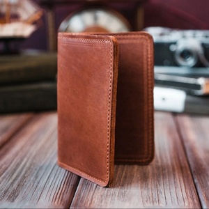 Étui porte-cartes en cuir pour portefeuille de passeport cadeau de voyageur avec porte-étiquette de bagage d'origine PTH-0049 - Product Image 1