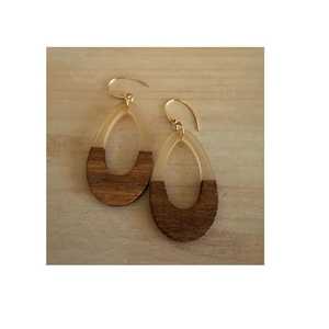 Meilleure vente Boucles d'oreilles pendantes en résine et en bois en forme de cercle Bijoux de mode - Product Image 4