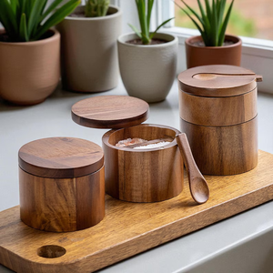 Boîte à épices en bois artisanale pour accessoires de cuisine artistiques mettant en valeur le travail d'un artisan expérimenté - Product Image 4