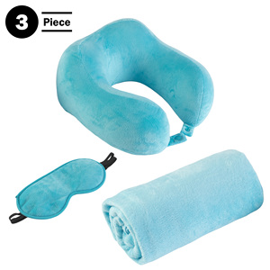 Home-Complete 1.65-lb 11-inch Travel Neck <b>Pillow</b> Set with Fleece Blanket and Eye Mask Not Latex - Product Image 2