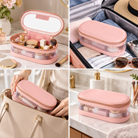 Sac de voyage pour femmes en cuir PU, organiseur de maquillage, sac cosmétique transparent en PVC, pochette transparente en PVC