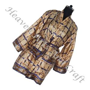 KS011 hermoso Vintage Sari Kimono bata corta Vintage verano estampado Floral bohemio de gran tamaño manga larga vacaciones Vintage - Product Image 5