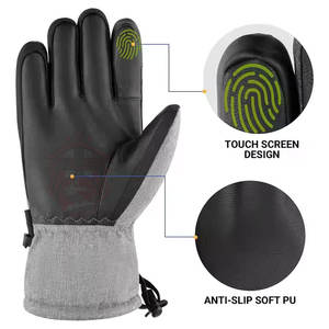 Fabricación de Pakistán, guantes de esquí deportivos con calefacción, guantes de esquí de cuero impermeables de invierno personalizados con dedo completo para hombres adultos - Product Image 3