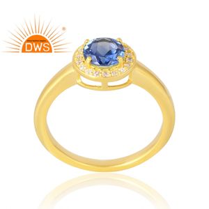 Latest Selling <b>925</b> Sterling <b>Silver</b> 18K Gold Plated Natural Cz & Sapphire Gemstone <b>Ring</b> Demi Fine Jewelry For Women Gift For Her - Product Image 1
