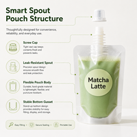 Pochettes souples transparentes à bec verseur de petit calibre pour matcha, emballage portable avec autocollant