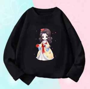 เสื้อยืดคอกลมแขนยาวเด็กผู้หญิงพิมพ์ลายตุ๊กตาเสื้อขนแกะ100% - Product Image 4