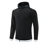 Jaket Training Sepak Bola Berkerudung Resleting Penuh 100% Poliester, Cepat Kering, Pakaian Olahraga, Ukuran Reguler, Pakaian Tim, Outdoor