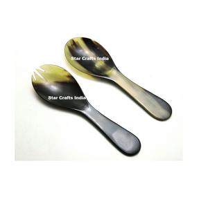 Ensemble de couverts en corne naturelle, bol à salade, style classique unique, baguettes, cuillère pour la restauration, cadeaux d'affaires durables, outils - Product Image 5