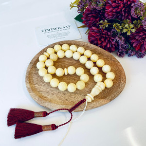 ลูกประคำอำพันขาวธรรมชาติ, ลูกประคำอำพันขาวสำหรับชาวมุสลิม, ขนาดเม็ด 14 มม. - Product Image 4