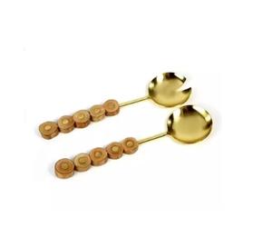 Acier inoxydable et manche en bois avec serveur à salade plaqué argent pour une utilisation dans la cuisine Nouveau design fait à la main à la maison - Product Image 1