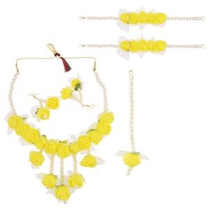 Stylish Mehndi Flower Jewelry Handmade Bridal <b>Set</b> with <b>Necklace</b> Earrings Tikka Ring <b>and</b> Rose <b>Bracelet</b> - Product Image 1