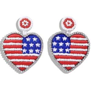 ต่างหูลูกปัดพร้อมโลโก้แบบกำหนดเอง ต่างหูปักลายลูกปัดลายธงชาติพร้อมลายดาว - Product Image 2