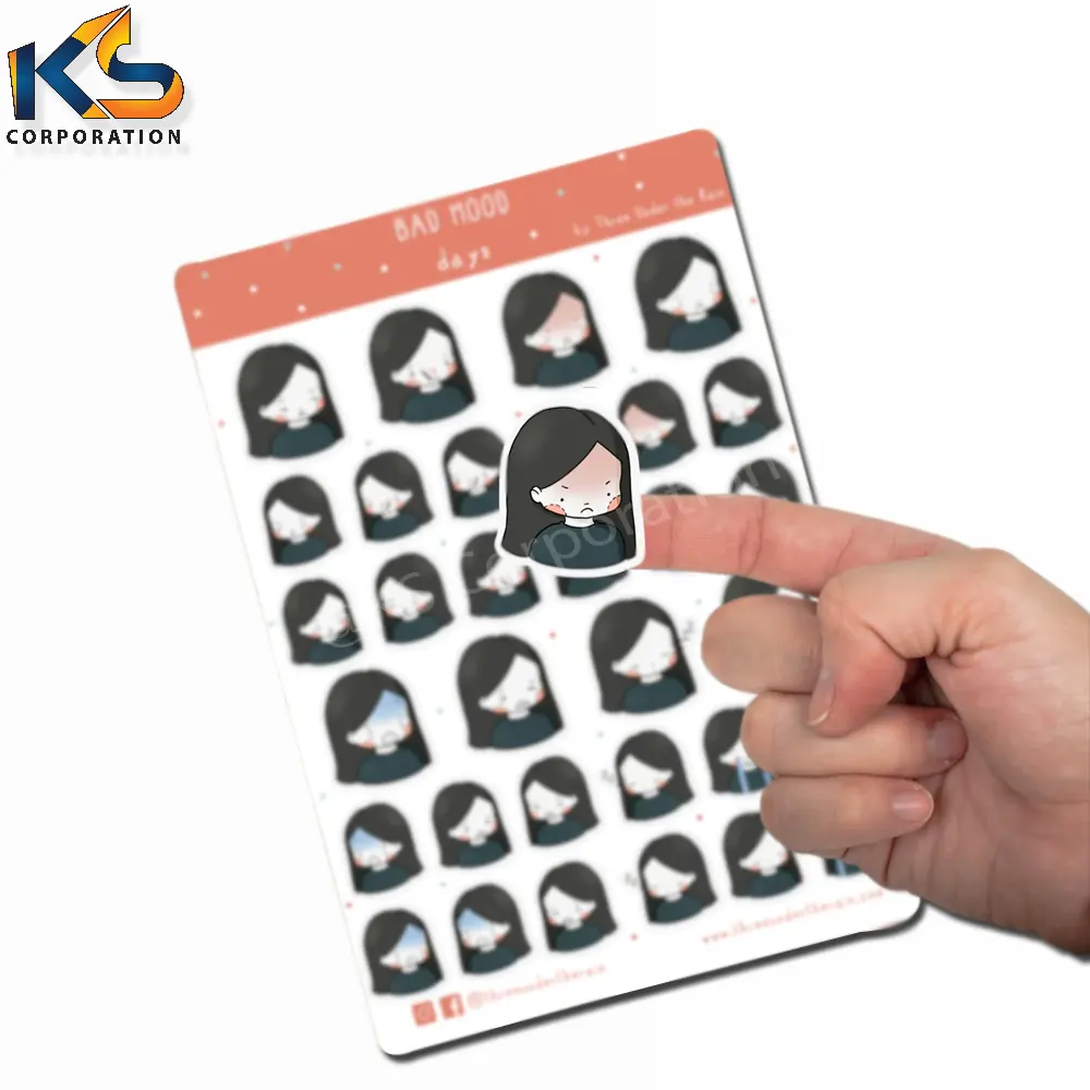 Folha de adesivos de vinil à prova d'água para impressão de adesivos pequenos personalizados de vinil de corte de beijo