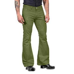 Venta al por mayor transpirable, ropa de calle personalizada, pantalones vaqueros acampanados apilados, pantalones desgastados holgados verdes, pantalones vaqueros acampanados apilados Vintage - Product Image 1