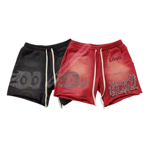 Short de survêtement vieilli personnalisé en gros Short de survêtement strass de haute qualité Short de survêtement strass à prix abordable à vendre - Product Image 1