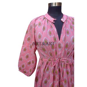 Nuevo Vestido Formal de Trabajo para Mujer, Estilo Vintage, Hecho a Mano en India, Tejido de Punto, Estampado Digital, 100% Algodón, Ligero, para Todas las Temporadas - Product Image 4