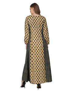 Sati usine femmes Beige noir motif fleuri Maxi robe manches régulières décontracté robe de bal Style été pleine longueur naturel - Product Image 2