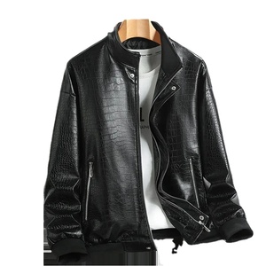 เสื้อแจ็กเก็ตหนังจระเข้สำหรับผู้ชายเสื้อผ้าขี่มอเตอร์ไซค์สไตล์อเมริกันวินเทจทันสมัย - Product Image 5