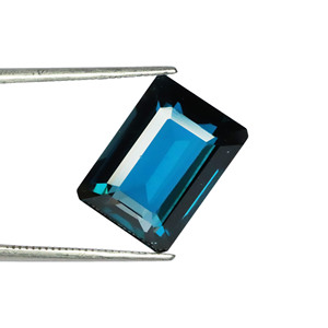 Pierre précieuse Topaze bleu Londres facettée 6x4mm - Topaze bleu Londres taille émeraude - Qualité incroyable Pierre en vrac pour la fabrication de bijoux - Product Image 2