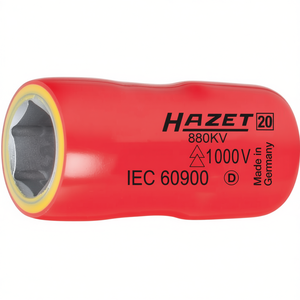 Hazet 6-Point Short Hexagonal Metric Square 3/8'' <b>Socket</b> with Traction Profile and 1000V Protective Insulation - Product Image 2