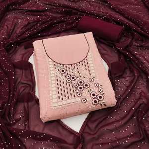 Nuevo vestido Fox Jorjat bordado con borde y dupatta de trabajo de sesión con traje de material de vestido semi cosido para mujer - Product Image 3