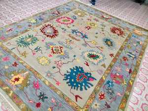 Alfombras anudadas a mano de lana rosa 100% antiguas, Exportación de alta calidad, 8x10/7x10, juegos de alfombras hechas a mano para el suelo de la sala de estar - Product Image 5