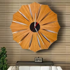 Horloge murale en bois rustique à face unique ferme Art déco pour la décoration intérieure Quartz silencieux pour salon pour Festival Ramadan Diwali - Product Image 3