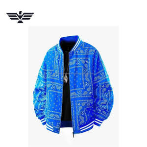 Veste bomber décontractée pour homme EMPIRE TREND WEARS, en coton épais mélangé, coupe-vent, imprimé paisley noir, streetwear, fermeture éclair - Product Image 4