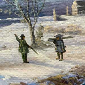 Dipinti a Olio 100% Fatti a Mano 23,5x35,5 Pollici, Arte Classica Paesaggio Invernale con Fiume Innevato per Decorazione Soggiorno, Supporto in Carta - Product Image 2