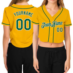 Prix pas cher Femmes Crop Baseball Jersey vente chaude vêtements de sport anti-rides haut tendance Baseball Jersey avec un matériau durable - Product Image 6