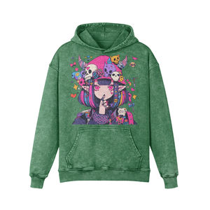 Baby Pink Color Acid Wash Calidad Premium Transpirable a prueba de viento Calentamiento sobre tamaños Pullover Hoodie Hombres - Product Image 3