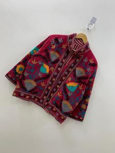 Chic brodé Suzani veste courte Style mi-saison veste en velours avec riche broderie orientale velours Suzani veste - Product Image 2