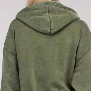 <b>Top</b> Quality Custom Acid <b>Zip</b> <b>up</b> Hoodie for <b>Women</b> Solid Vintage Look Oversized Polyester Cotton Casual Winter Eco Friendly - Product Image 6
