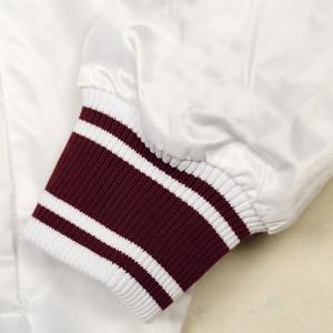 Chaqueta universitaria de satén personalizada de alta calidad, cuello mandarín, bordado universitario, seda a granel, venta al por mayor, chaqueta de béisbol universitaria personalizada - Product Image 5