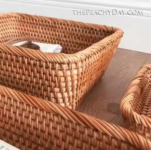 Ensemble de 3 paniers de table en rotin de différentes tailles avec un design élégant, parfaits pour la décoration intérieure et les accessoires de cuisine. - Product Image 4