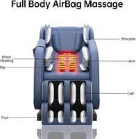 Sillón de Masaje de Cuerpo Completo, Sillón de Masaje Shiatsu de Gravedad Cero, Reclinable, con Calefacción de Cintura y Pantorrillas, Masaje de Pies, Bluetooth, Control Grande