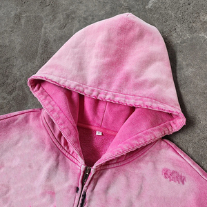 Sudadera con Capucha de Alta Calidad, Personalizada, con Efecto Desgastado por el Sol, con Pedrería, Lavada al Ácido, de Peso Pesado, 100% Algodón, Unisex, Estilo Urbano - Product Image 3
